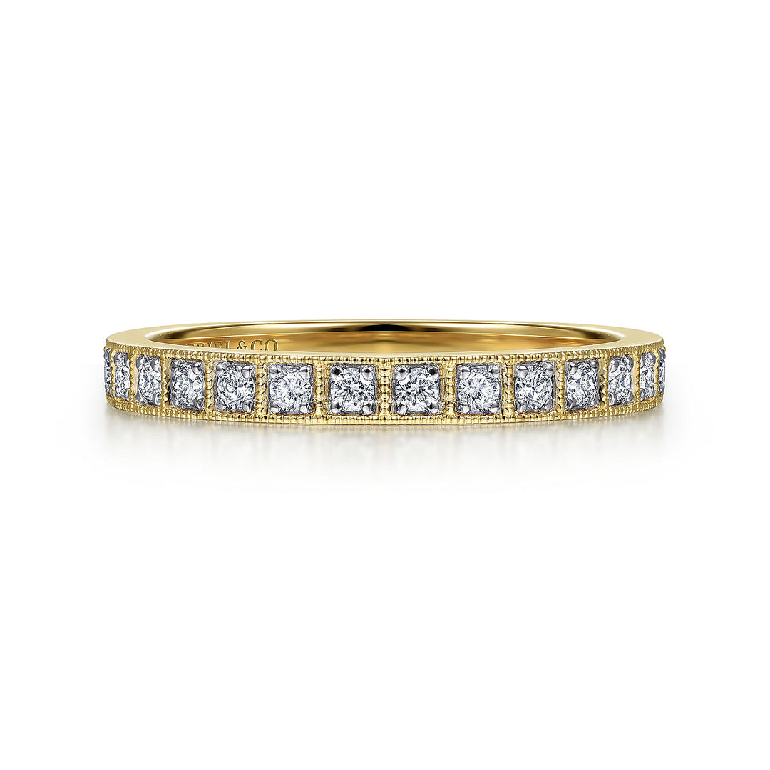 Gabriel & Co. LR51479Y45JJ 14K Yellow Gold Square Set Round Diamond Stackable  Band