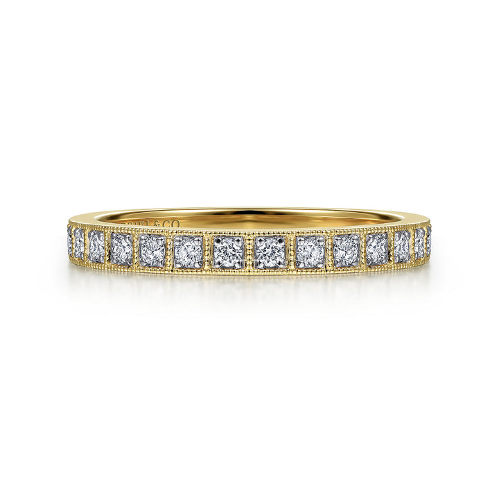 Gabriel & Co. LR51479Y45JJ 14K Yellow Gold Square Set Round Diamond Stackable  Band