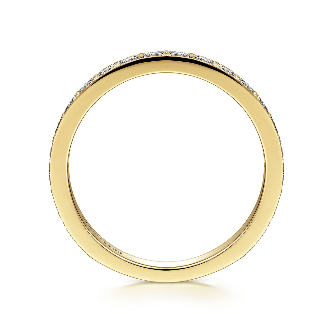 Gabriel & Co. LR51479Y45JJ 14K Yellow Gold Square Set Round Diamond Stackable  Band