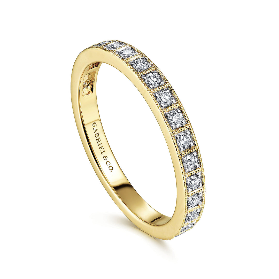 Gabriel & Co. LR51479Y45JJ 14K Yellow Gold Square Set Round Diamond Stackable  Band