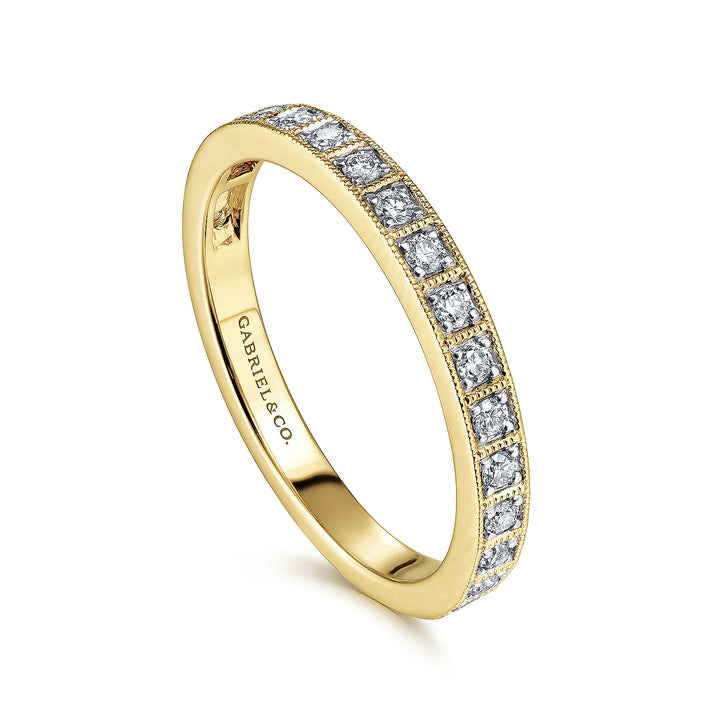 Gabriel & Co. LR51479Y45JJ 14K Yellow Gold Square Set Round Diamond Stackable  Band