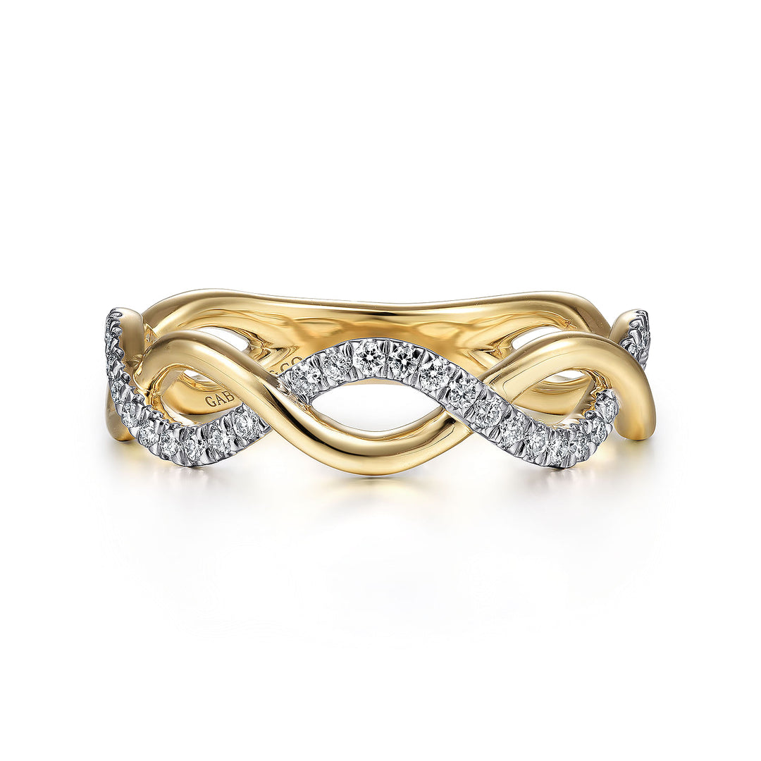 Gabriel & Co. LR51482Y45JJ 14K Yellow Gold Twisted Diamond Stackable Ring