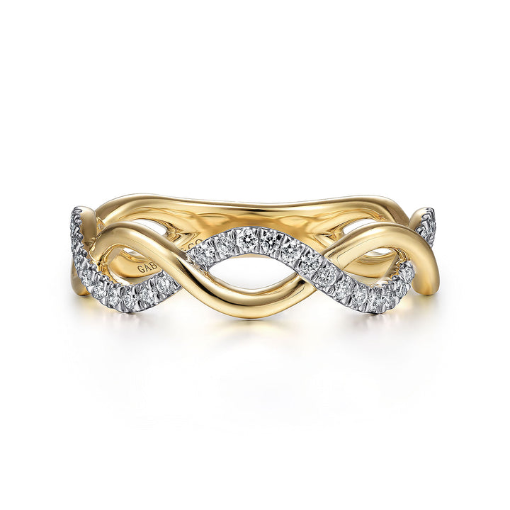 Gabriel & Co. LR51482Y45JJ 14K Yellow Gold Twisted Diamond Stackable Ring