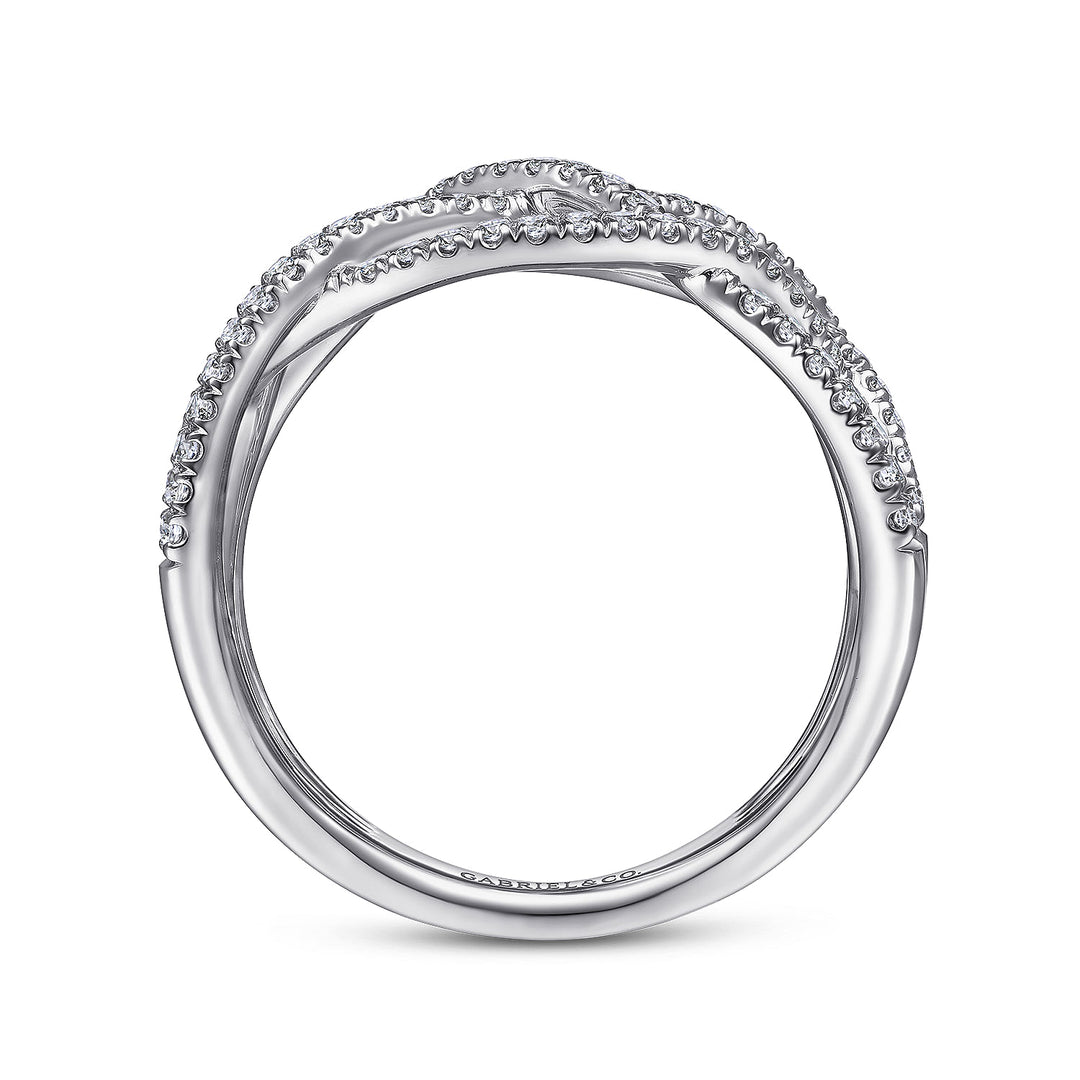Gabriel & Co. LR51503W45JJ 14K White Gold Layered Grid Diamond Ring