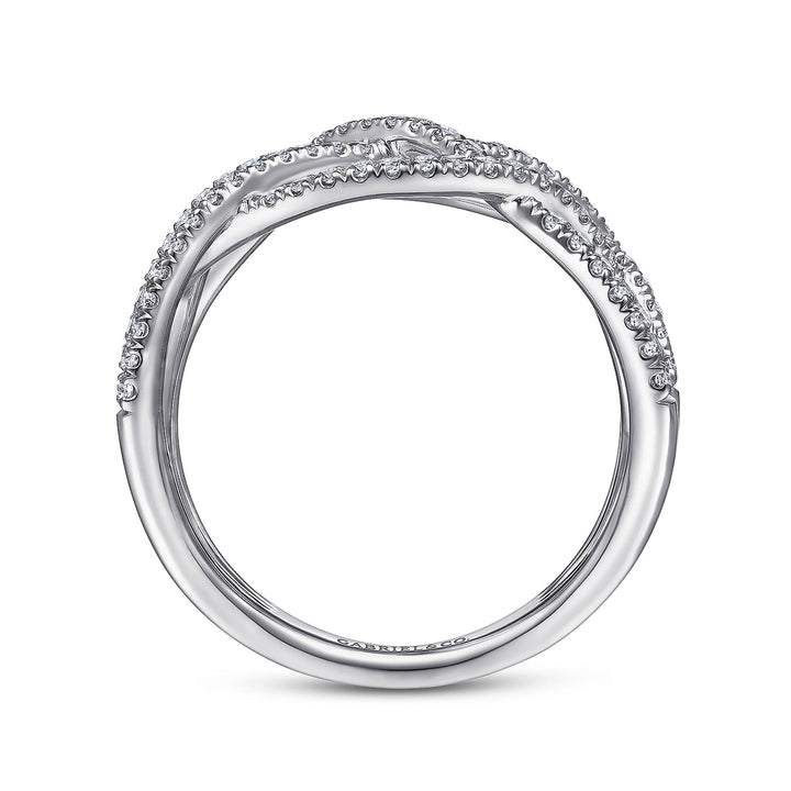 Gabriel & Co. LR51503W45JJ 14K White Gold Layered Grid Diamond Ring