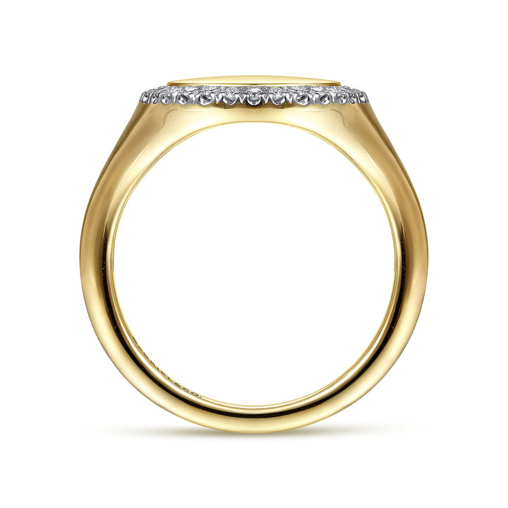 Gabriel & Co. LR51521Y45JJ 14K Yellow Gold Pinky Signet Ring with Diamond Halo