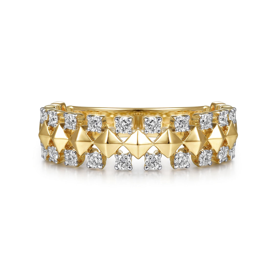 Gabriel & Co. LR51546Y45JJ 14K Yellow Gold Geometric Diamond Station Grommet Ring