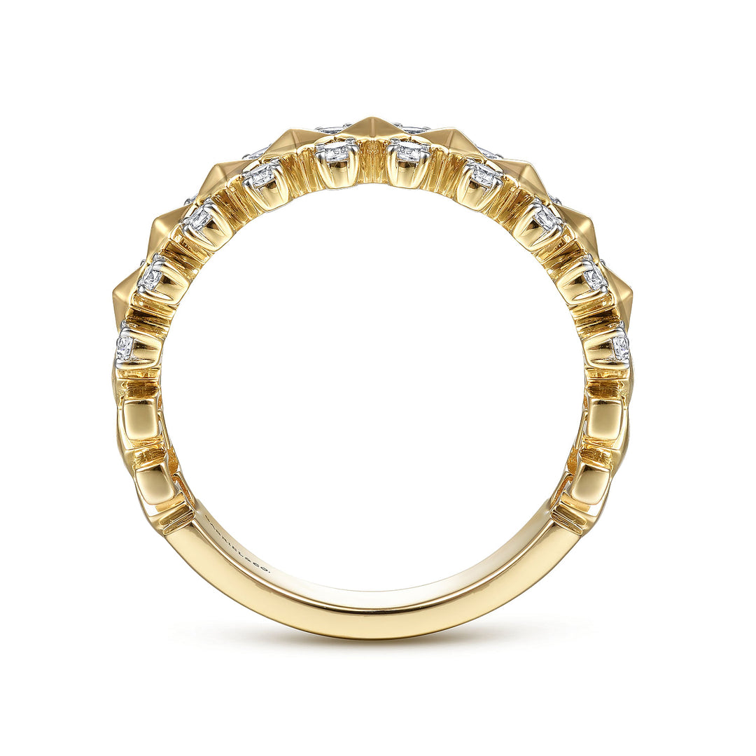 Gabriel & Co. LR51546Y45JJ 14K Yellow Gold Geometric Diamond Station Grommet Ring