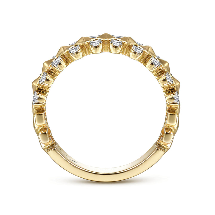 Gabriel & Co. LR51546Y45JJ 14K Yellow Gold Geometric Diamond Station Grommet Ring