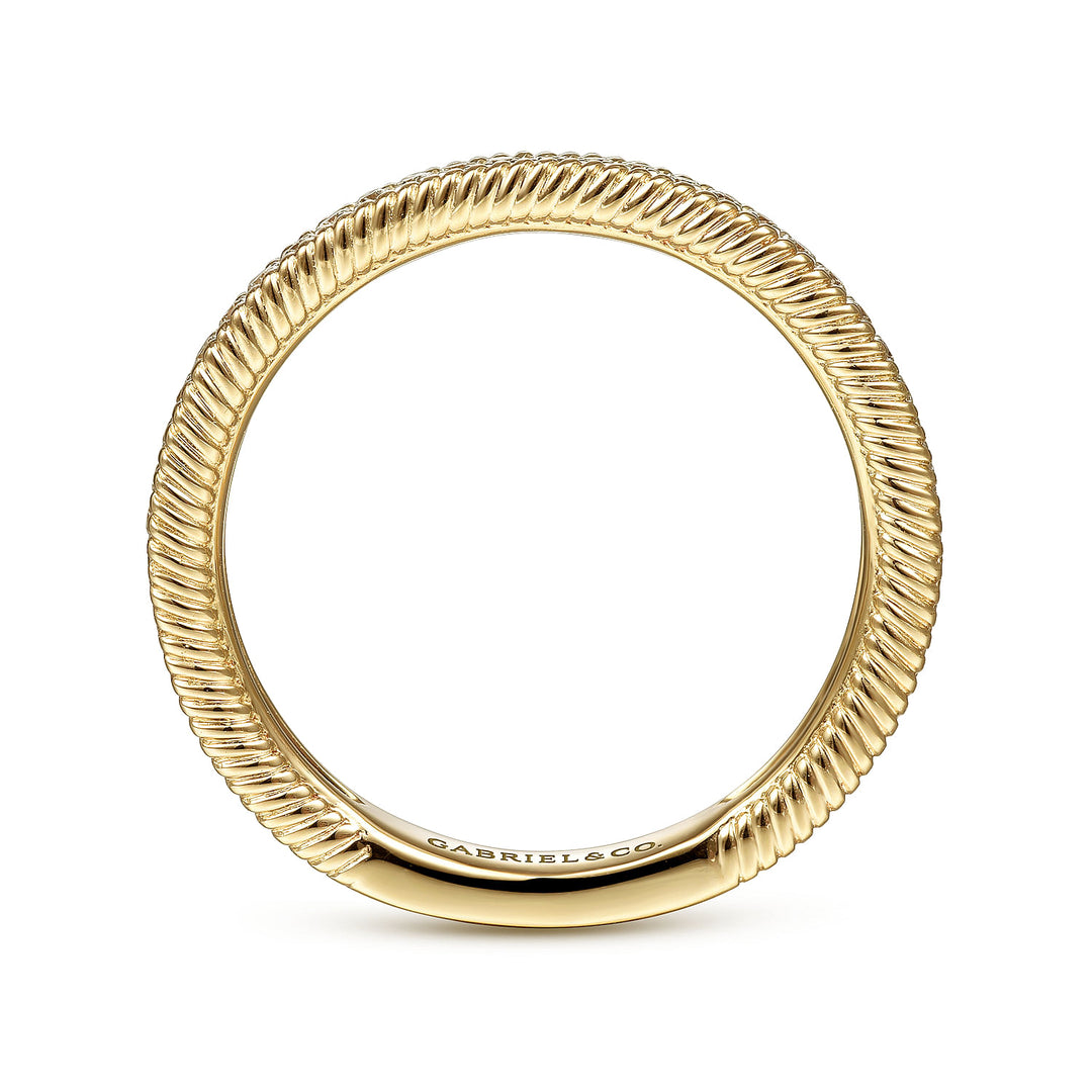 Gabriel & Co. LR51567Y45JJ 14K Yellow Gold Diamond Band with Twisted Rope Border