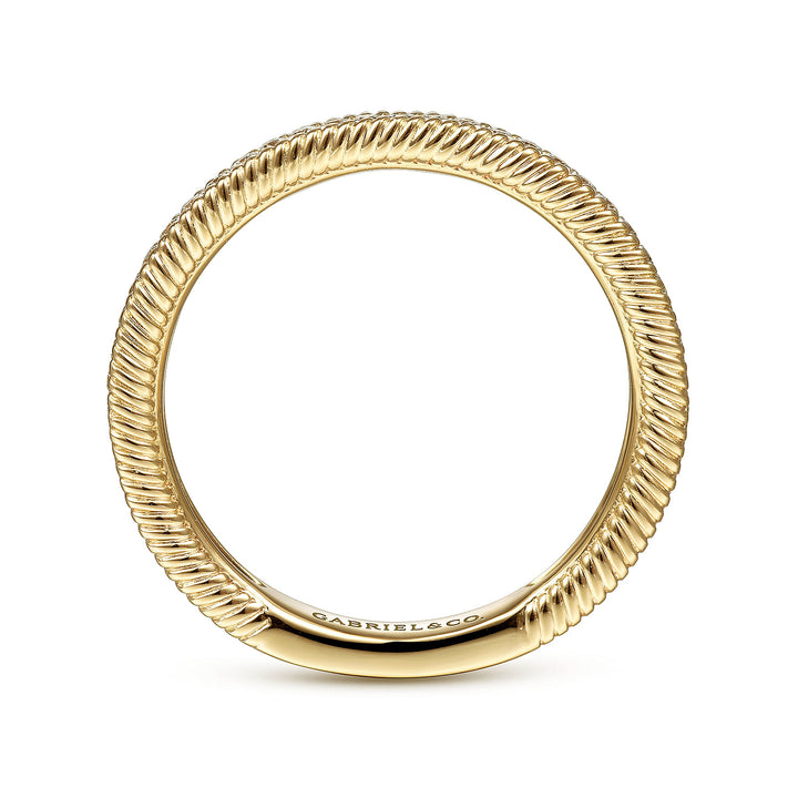 Gabriel & Co. LR51567Y45JJ 14K Yellow Gold Diamond Band with Twisted Rope Border