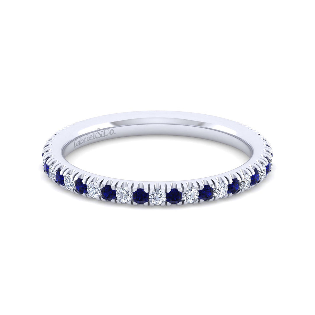 Gabriel & Co. LR51580W45SA 14K White Gold Sapphire and Diamond Stackable Band
