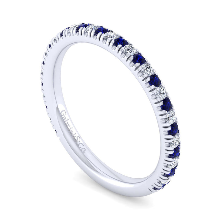 Gabriel & Co. LR51580W45SA 14K White Gold Sapphire and Diamond Stackable Band