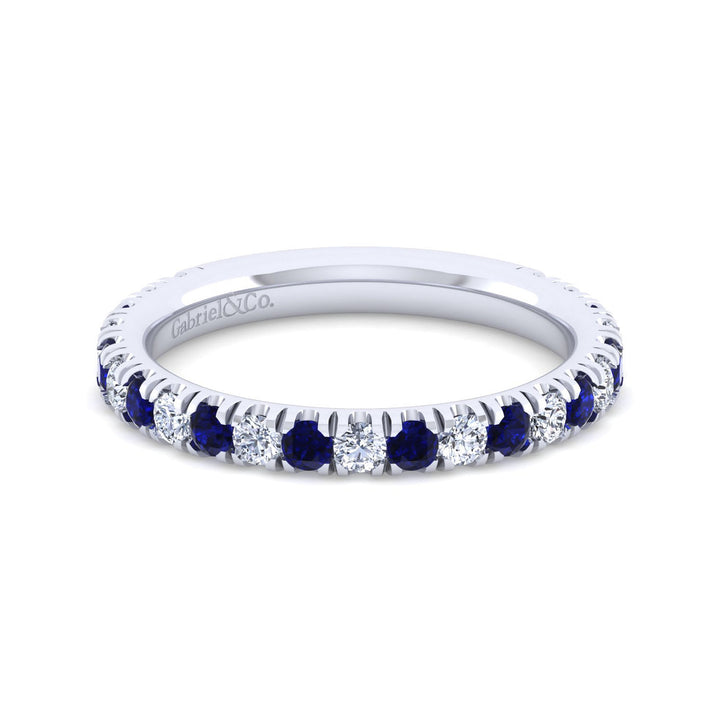 Gabriel & Co. LR51581W45SA 14K White Gold Sapphire and Diamond Stackable Band