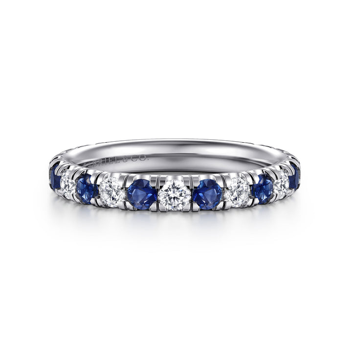 Gabriel & Co. LR51582W45SA 14K White Gold Sapphire and Diamond Stackable Band