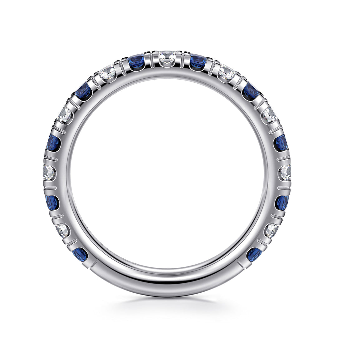 Gabriel & Co. LR51582W45SA 14K White Gold Sapphire and Diamond Stackable Band