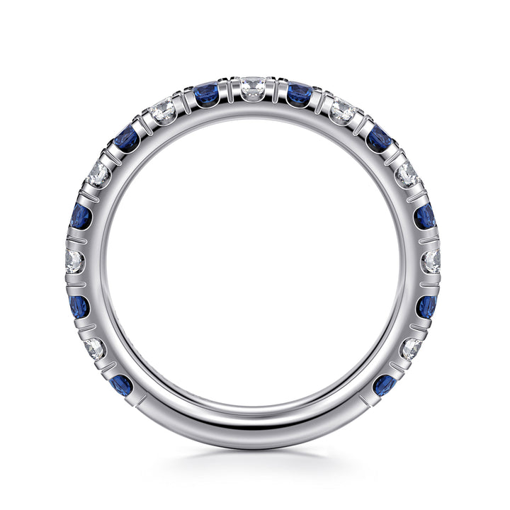 Gabriel & Co. LR51582W45SA 14K White Gold Sapphire and Diamond Stackable Band
