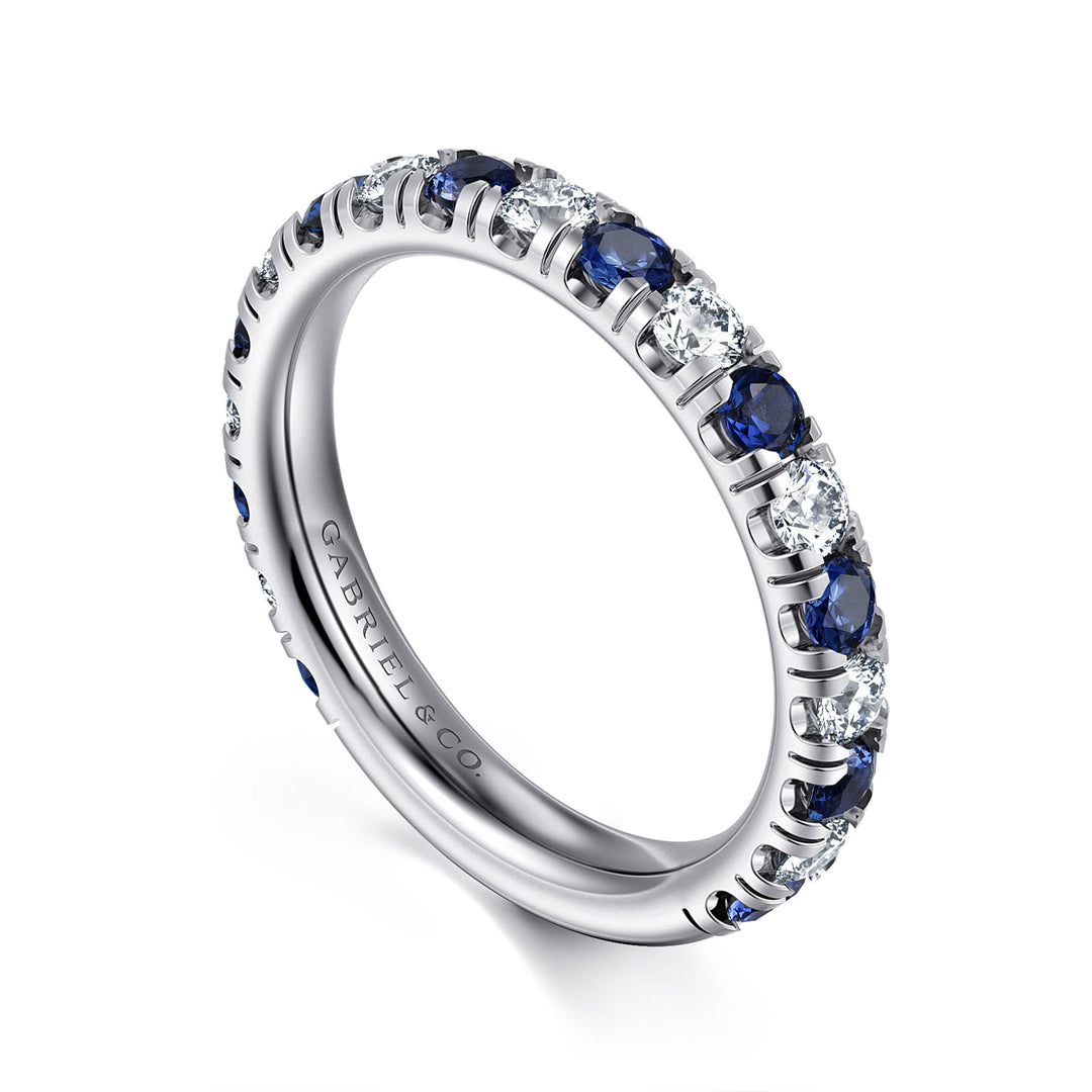 Gabriel & Co. LR51582W45SA 14K White Gold Sapphire and Diamond Stackable Band