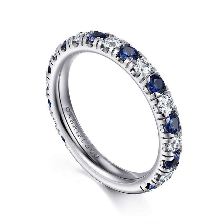 Gabriel & Co. LR51582W45SA 14K White Gold Sapphire and Diamond Stackable Band