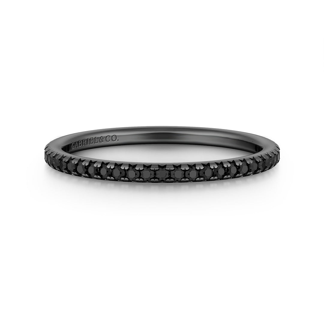 Gabriel & Co. LR51592B4JBD 14K White Gold Black Rhodium Black Diamond Stackable Diamond Band