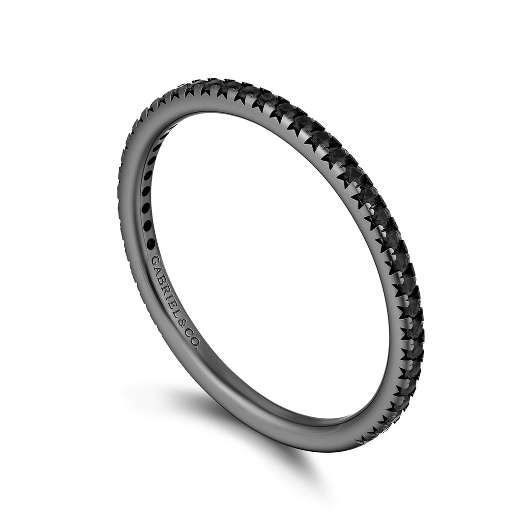 Gabriel & Co. LR51592B4JBD 14K White Gold Black Rhodium Black Diamond Stackable Diamond Band