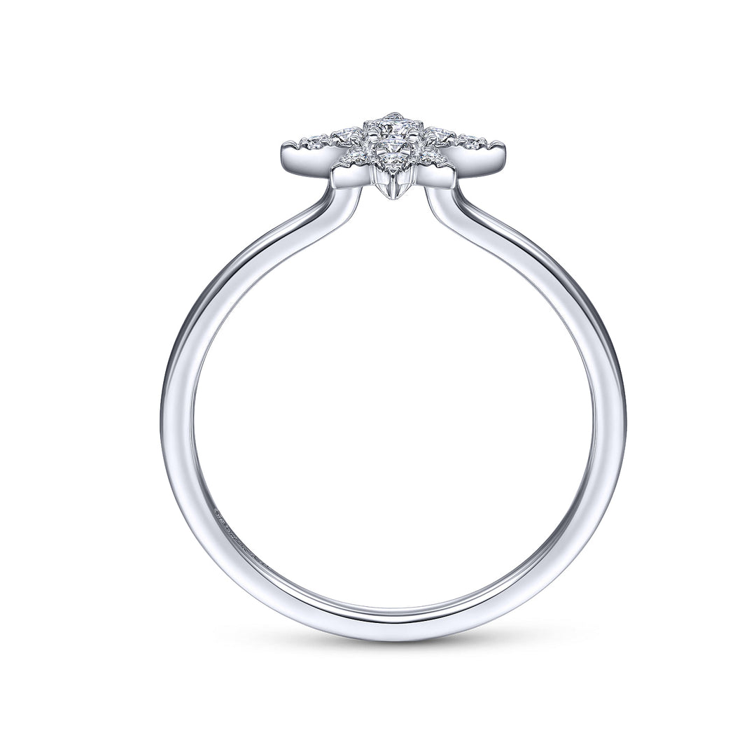 Gabriel & Co. LR51609W45JJ 14K White Gold Diamond Starburst Ring