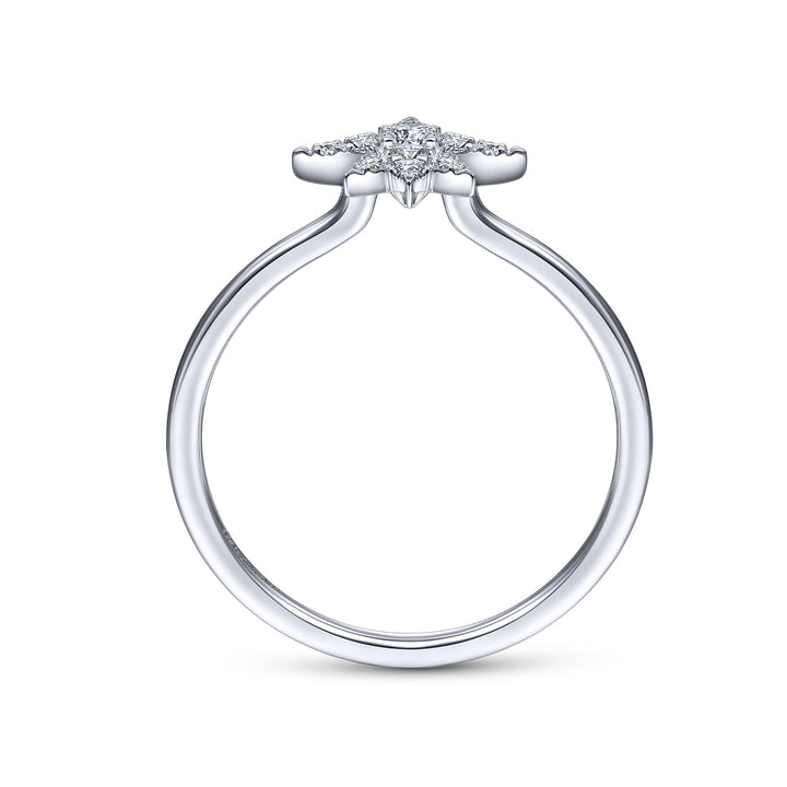 Gabriel & Co. LR51609W45JJ 14K White Gold Diamond Starburst Ring