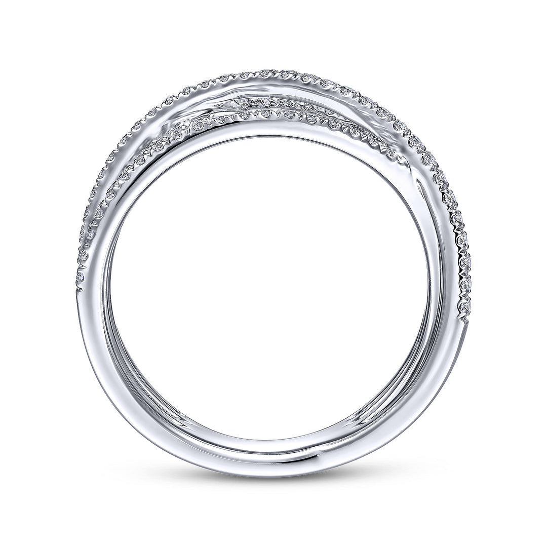 Gabriel & Co. LR51634W45JJ 14K White Gold Diamond Criss Cross Ring