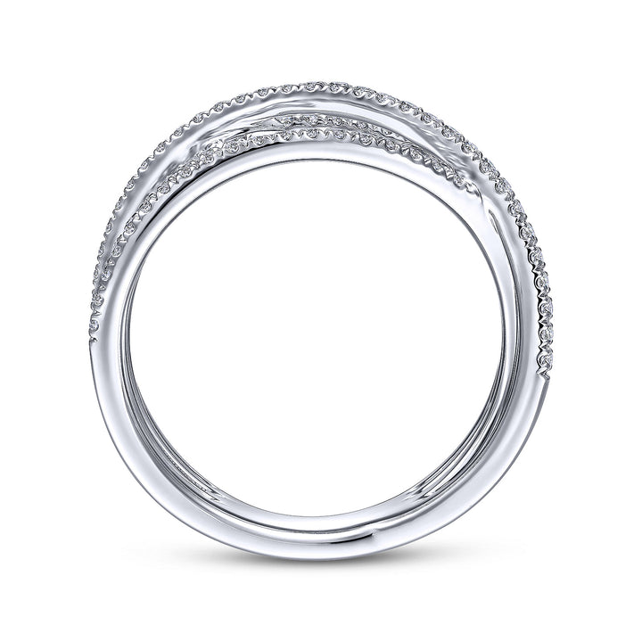 Gabriel & Co. LR51634W45JJ 14K White Gold Diamond Criss Cross Ring