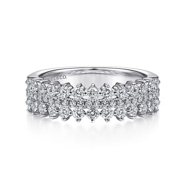 Gabriel & Co. LR51639W45JJ 14K White Gold Three Row Diamond Band