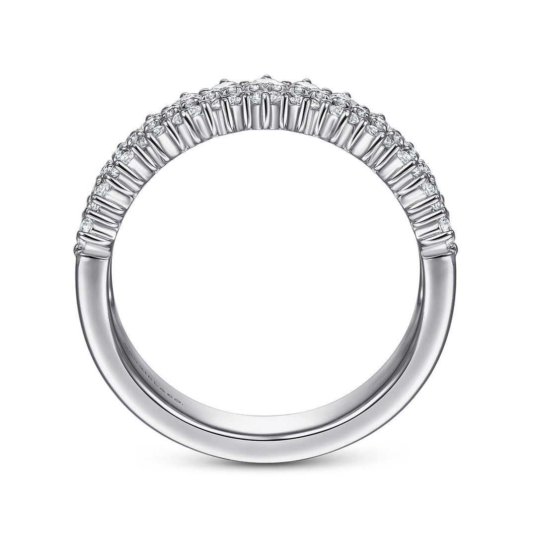 Gabriel & Co. LR51639W45JJ 14K White Gold Three Row Diamond Band