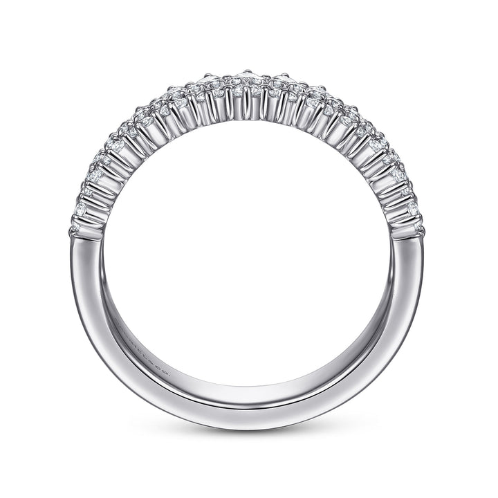 Gabriel & Co. LR51639W45JJ 14K White Gold Three Row Diamond Band