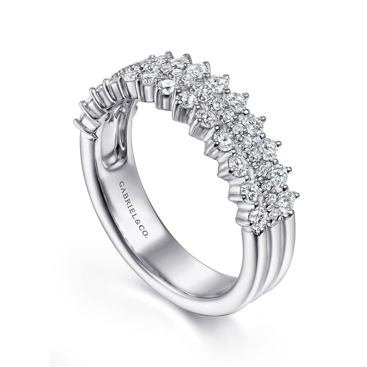 Gabriel & Co. LR51639W45JJ 14K White Gold Three Row Diamond Band