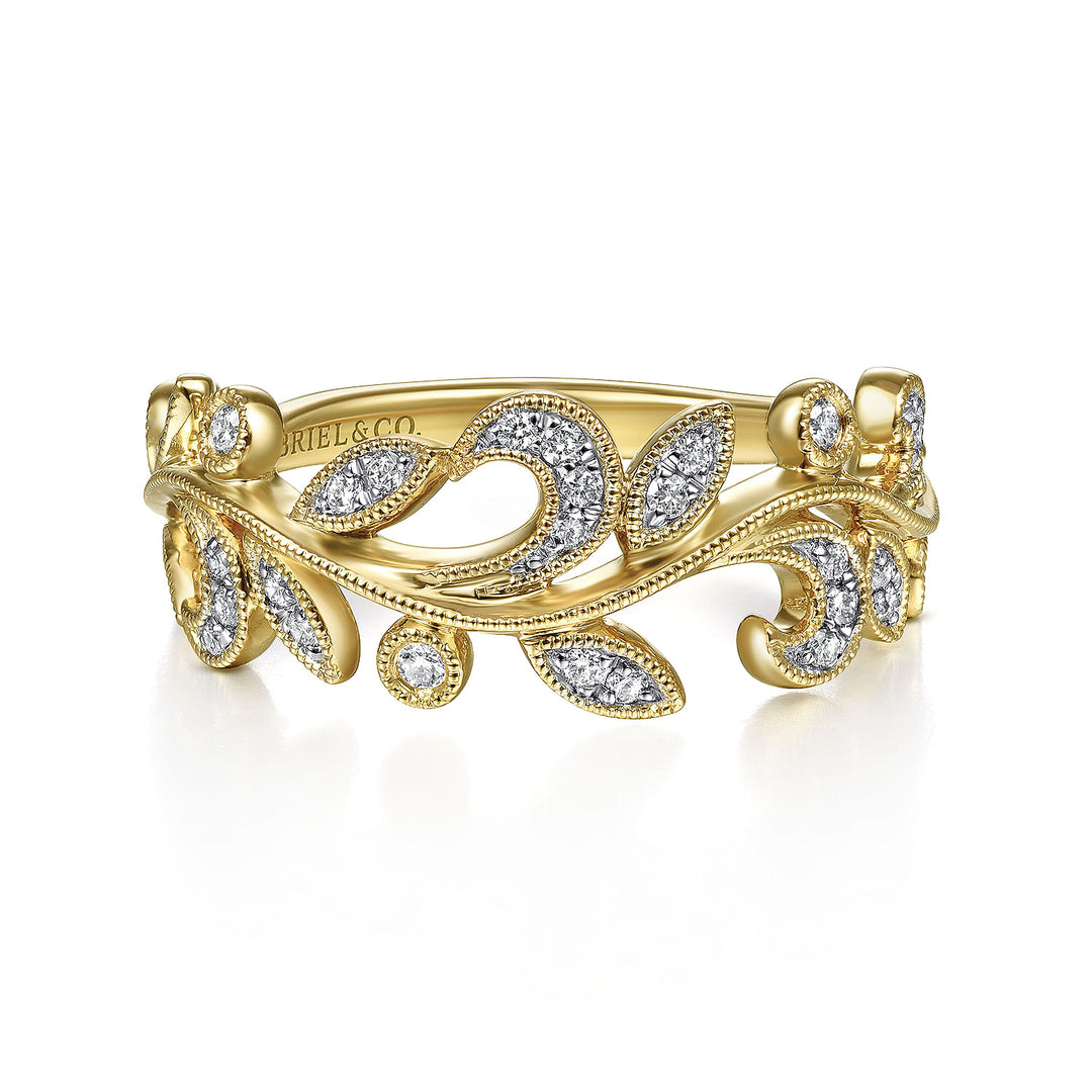 Gabriel & Co. LR51641Y45JJ 14K Yellow Gold Diamond Floral Ring