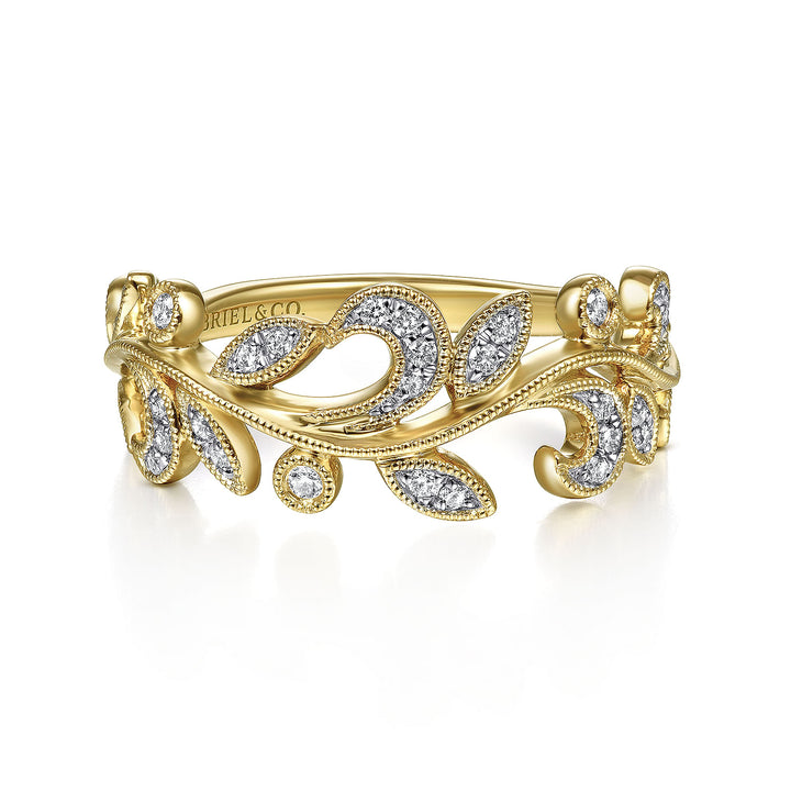 Gabriel & Co. LR51641Y45JJ 14K Yellow Gold Diamond Floral Ring