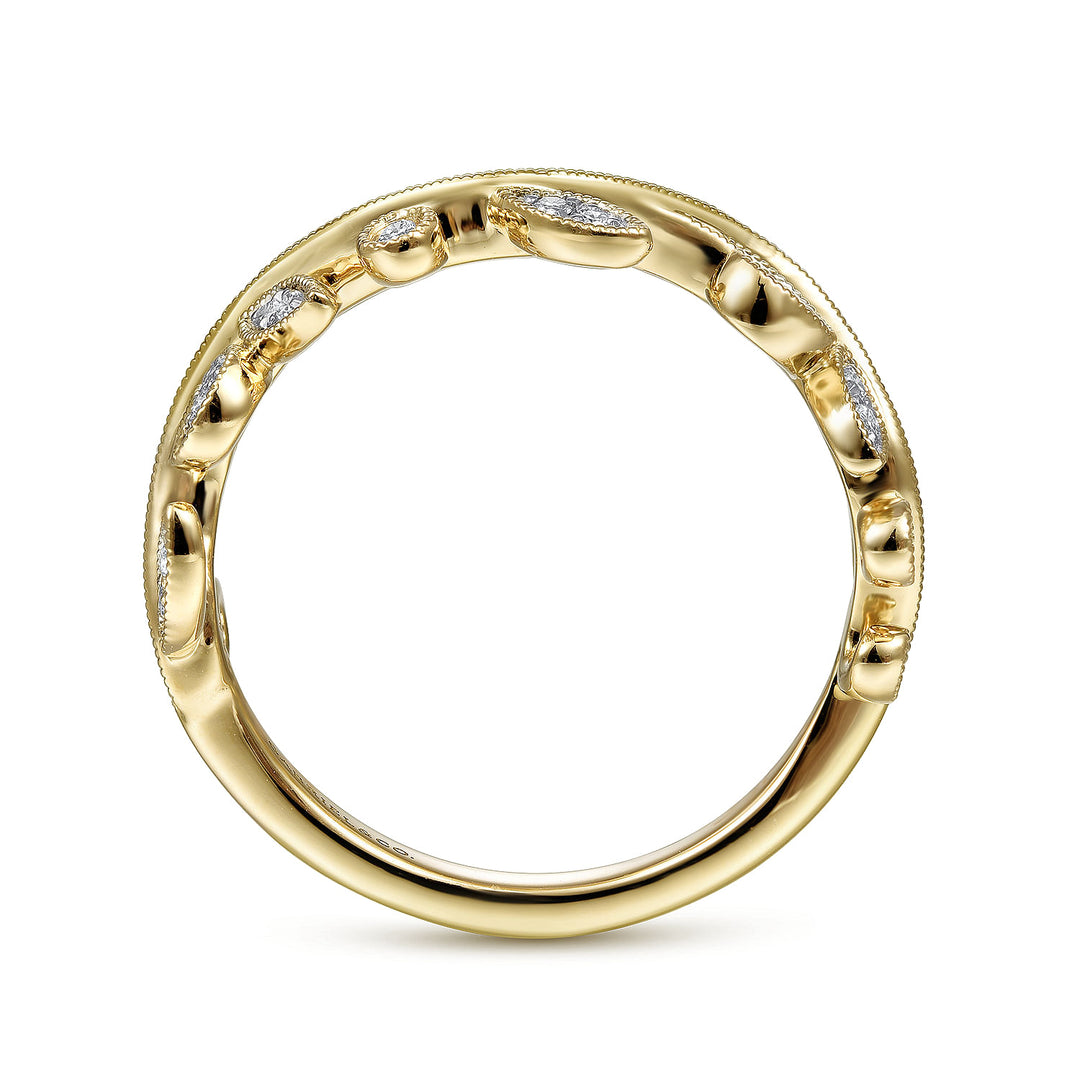 Gabriel & Co. LR51641Y45JJ 14K Yellow Gold Diamond Floral Ring