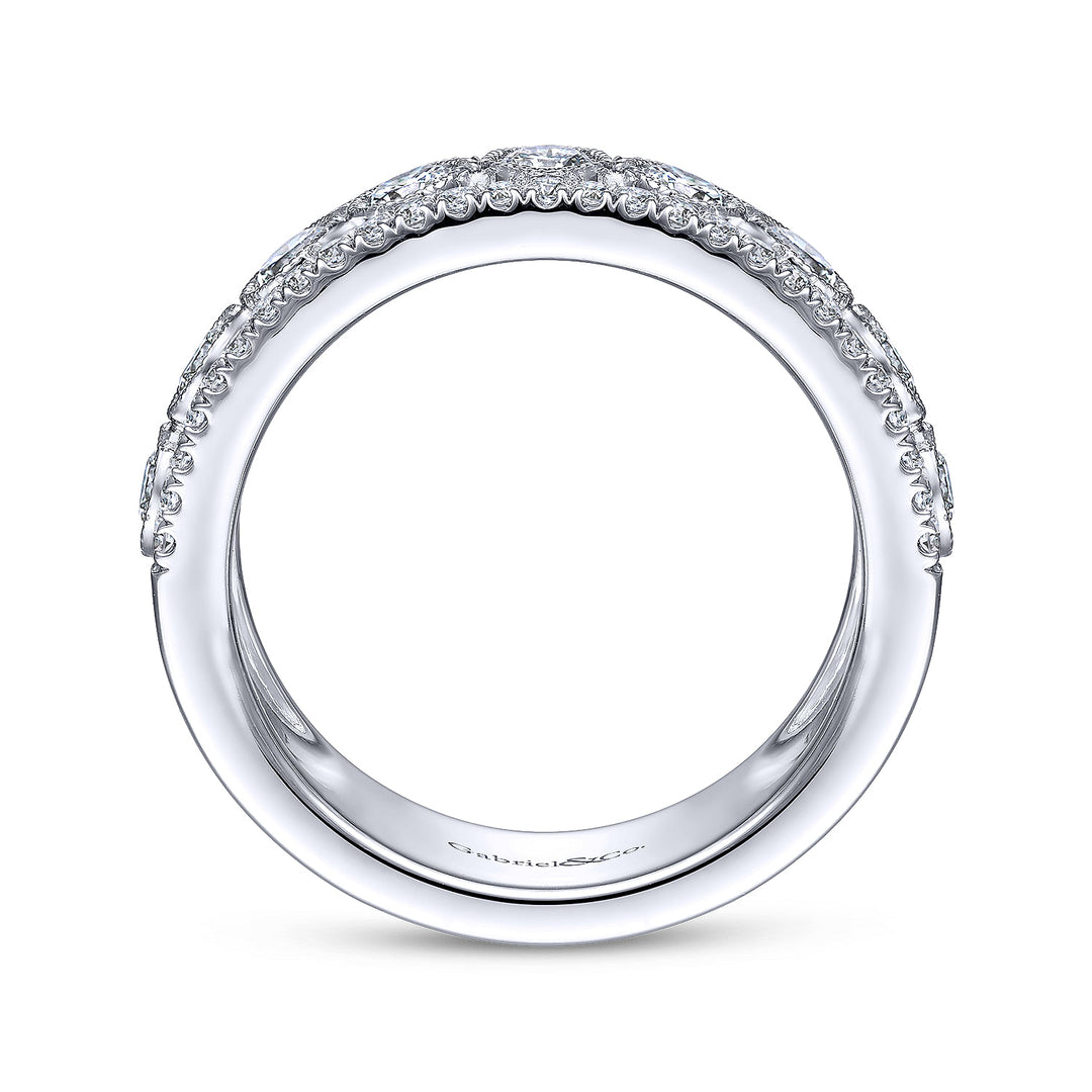Gabriel & Co. LR51657W45JJ 14K White Gold Three Row Diamond Band