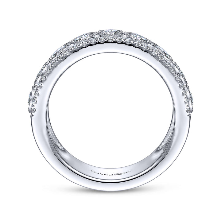 Gabriel & Co. LR51657W45JJ 14K White Gold Three Row Diamond Band