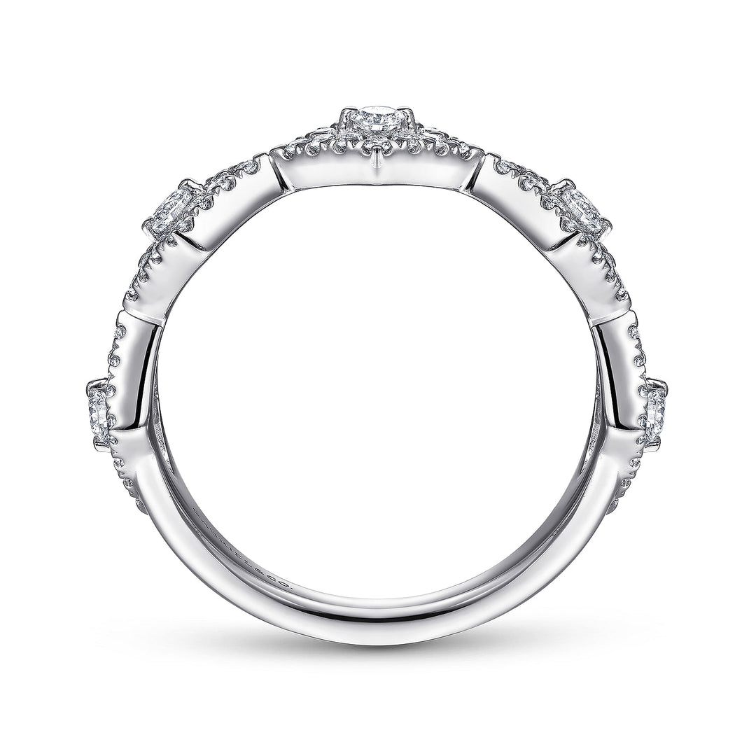 Gabriel & Co. LR51683W45JJ 14K White Gold Diamond Station Stackable Ring