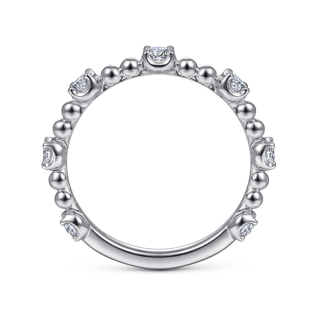 Gabriel & Co. LR51685W45JJ 14K White Gold Bujukan Ball and Diamond Station Ring