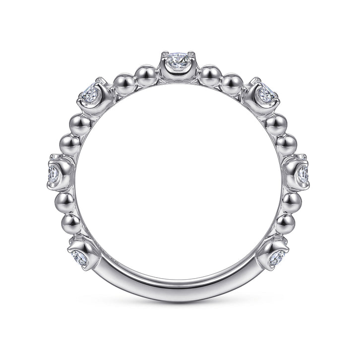 Gabriel & Co. LR51685W45JJ 14K White Gold Bujukan Ball and Diamond Station Ring