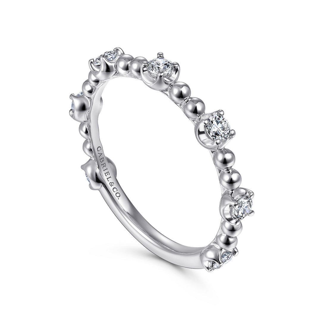 Gabriel & Co. LR51685W45JJ 14K White Gold Bujukan Ball and Diamond Station Ring