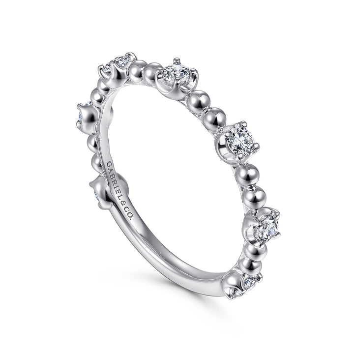 Gabriel & Co. LR51685W45JJ 14K White Gold Bujukan Ball and Diamond Station Ring