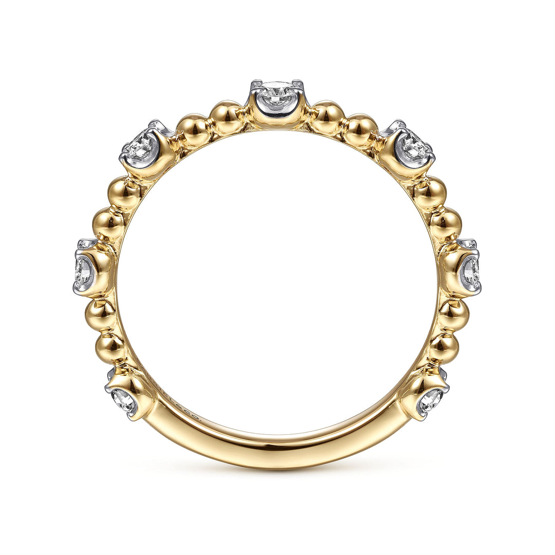 Gabriel & Co. LR51685Y45JJ 14K Yellow Gold Bujukan Ball and Diamond Station Ring