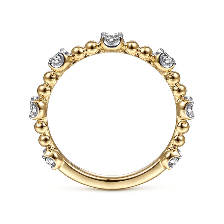 Gabriel & Co. LR51685Y45JJ 14K Yellow Gold Bujukan Ball and Diamond Station Ring