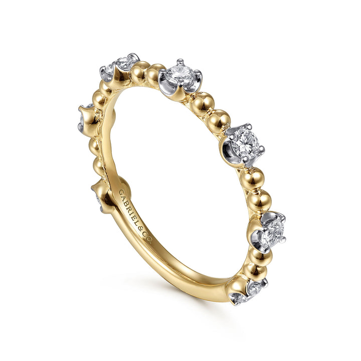 Gabriel & Co. LR51685Y45JJ 14K Yellow Gold Bujukan Ball and Diamond Station Ring