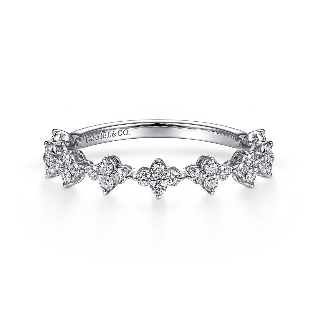 Gabriel & Co. LR51700W45JJ 14K White Gold Diamond Cluster Station Stackable Ring
