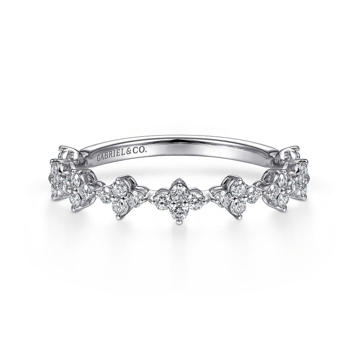 Gabriel & Co. LR51700W45JJ 14K White Gold Diamond Cluster Station Stackable Ring