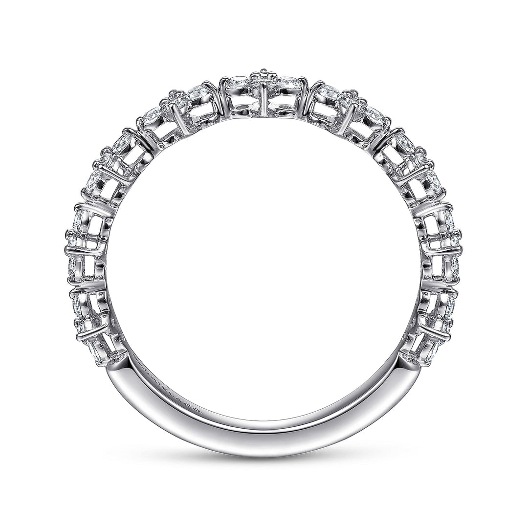 Gabriel & Co. LR51700W45JJ 14K White Gold Diamond Cluster Station Stackable Ring