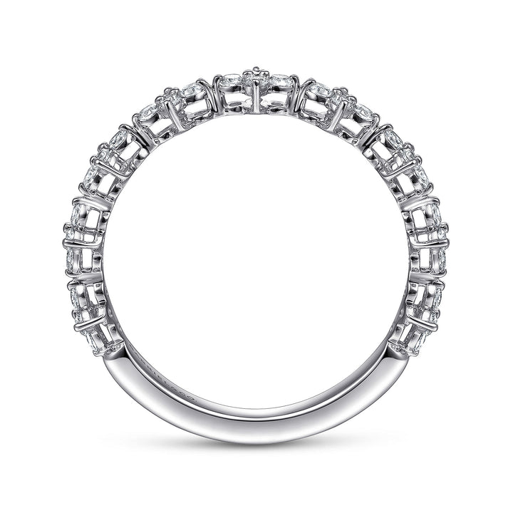Gabriel & Co. LR51700W45JJ 14K White Gold Diamond Cluster Station Stackable Ring